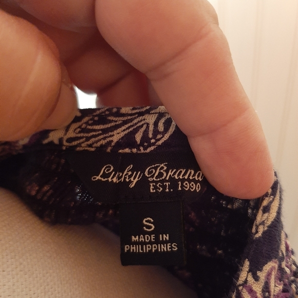 Lucky Brand 3/4 Sleeve Peasant Festival Boho Blouse Floral Print - Picture 6 of 7